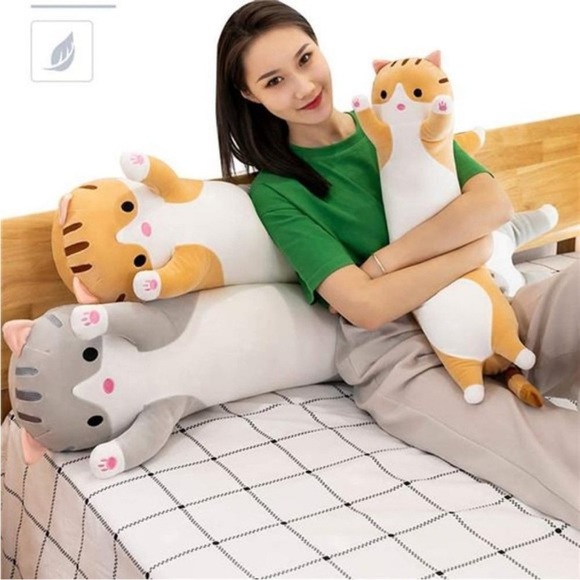 Cute Cat Plush Long Body Pillow Cuddle Cartoon Stuffed Animals Cat - Picture 10 of 12